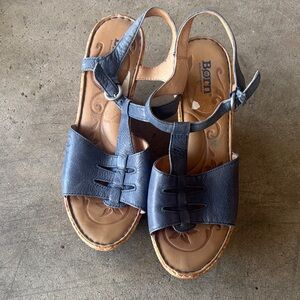 Born Navy Leather Sandals